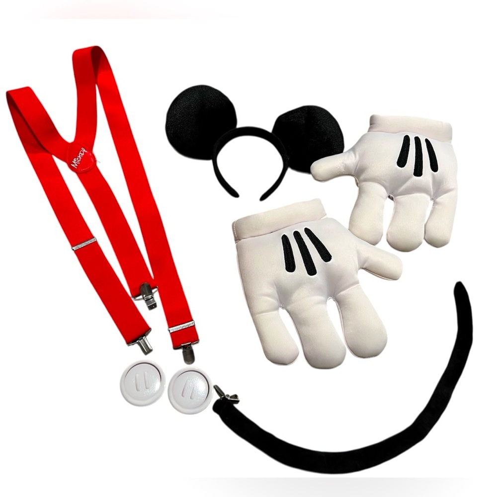 Disney Mickey Mouse Costume Accessories Ear Headband Gloves Suspenders Tail OSFM